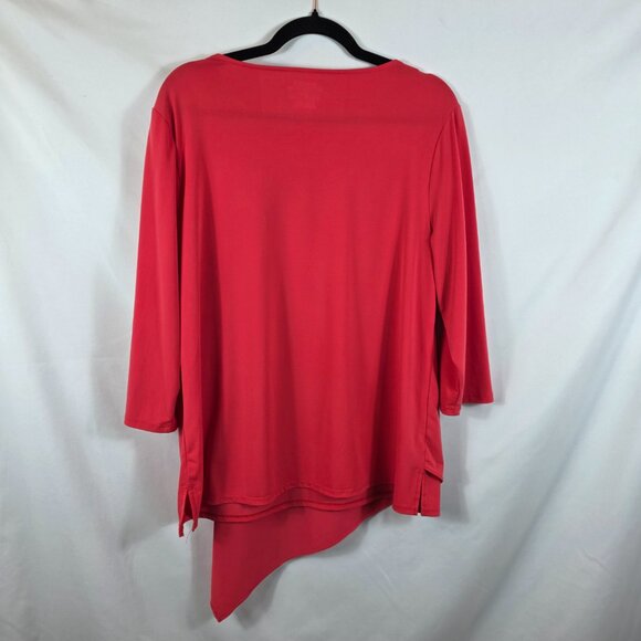 Chico's Size 2 Ultimate Tee Women's Size Large Dark Pink Asymmetrical Hem - Picture 8 of 12